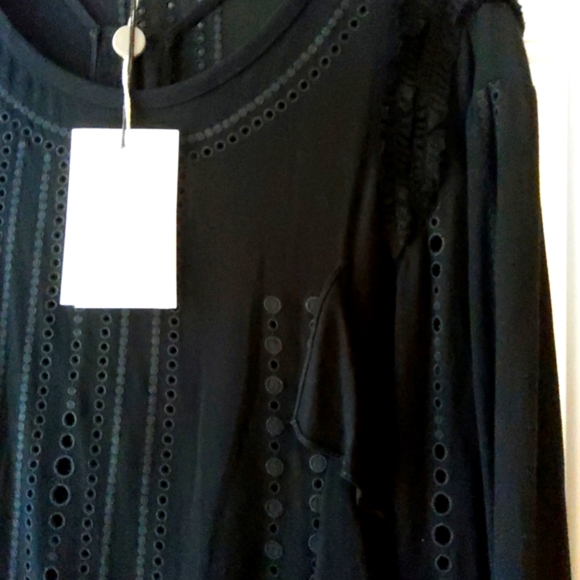 IRO💥New💥Black Long-sleeve Dress with Eyelet Detail - Picture 9 of 12